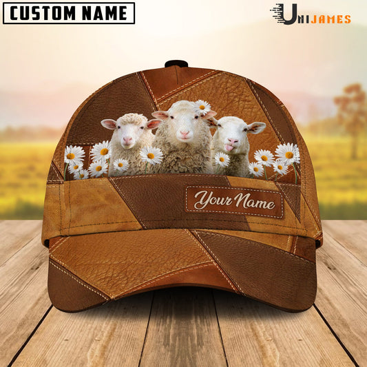 Uni Sheep Daisy Flowers Customized Name Cap