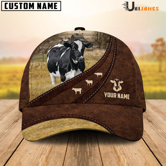 Uni Holstein Amazing Farm Leather Pattern Customized Name Cap