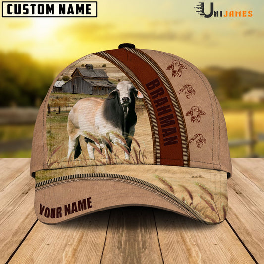 Uni Brahman Farming Light Brown Personalized Name Cap