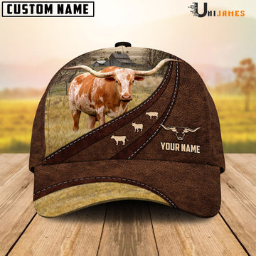 Uni Texas Longhorn Amazing Farm Leather Pattern Customized Name Cap