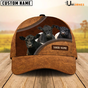 Uni Belted Galloway Happiness Leather Pattern Customized Name Cap