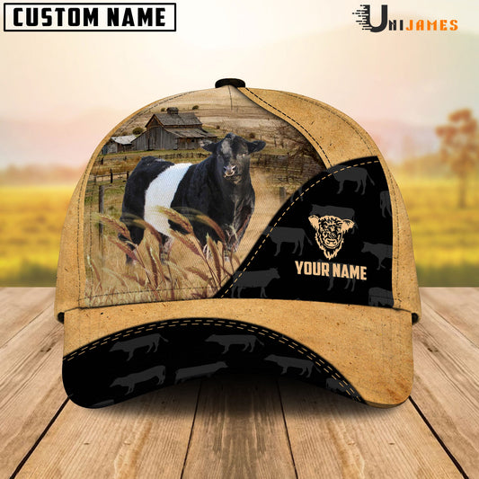 Uni Belted Galloway Cattle Black & Yellow Personalized Name Cap