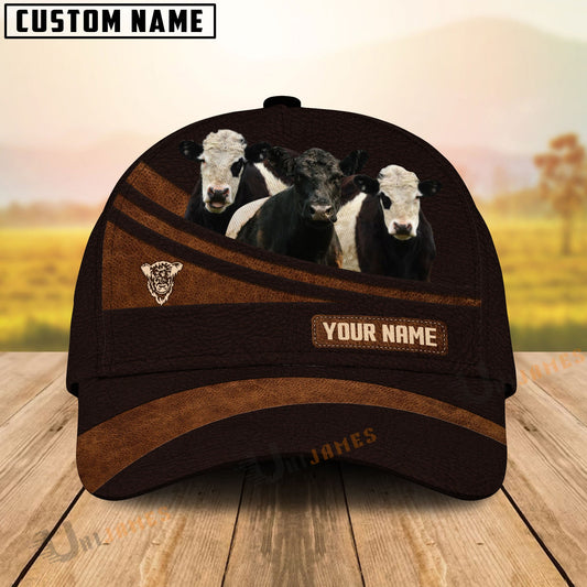 Uni Belted Galloway Farm Leather Pattern Customized Name Cap