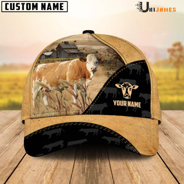 Uni Simmental Cattle Black & Yellow Personalized Name Cap