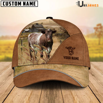 Uni Shorthorn Cattle Personalized Name Brown Farm Cap