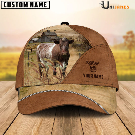 Uni Shorthorn Cattle Personalized Name Brown Farm Cap