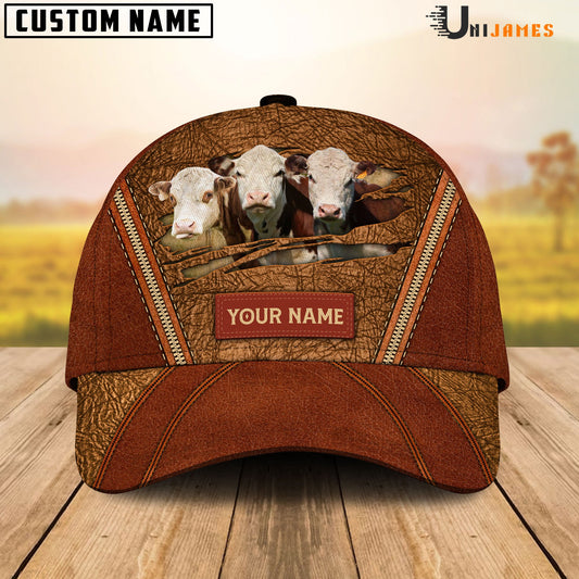 Uni Hereford Happy Face Cattle Customized Name Cap