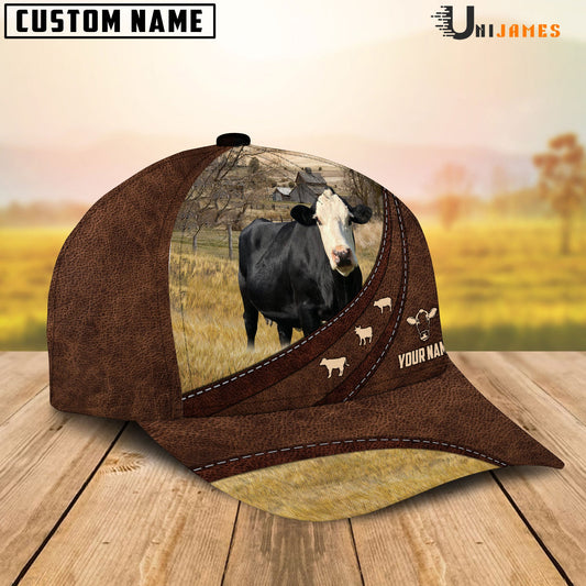 Uni Black Baldy Amazing Farm Leather Pattern Customized Name Cap