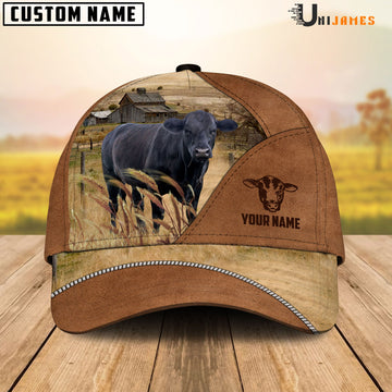 Uni Black Angus Cattle Personalized Name Brown Farm Cap