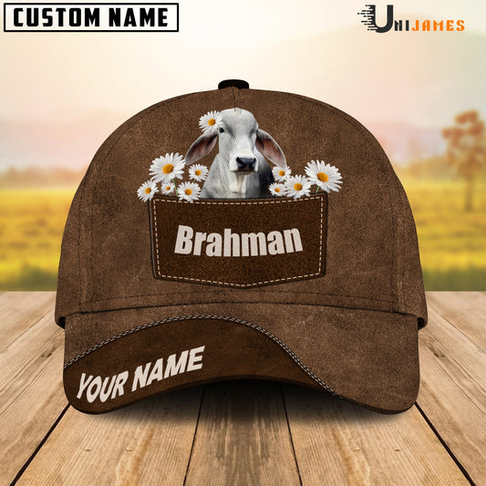 Uni Brahman Daisy Flowers Brown Customized Name Cap