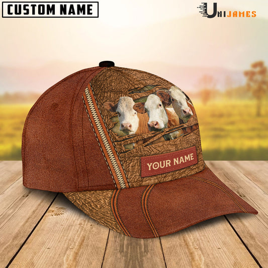 Uni Simmental Happy Face Cattle Customized Name Cap