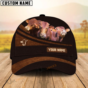 Uni Beefmaster Farm Leather Pattern Customized Name Cap