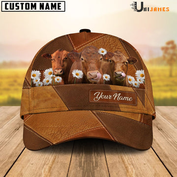 Uni Red Angus Daisy Flowers Customized Name Cap