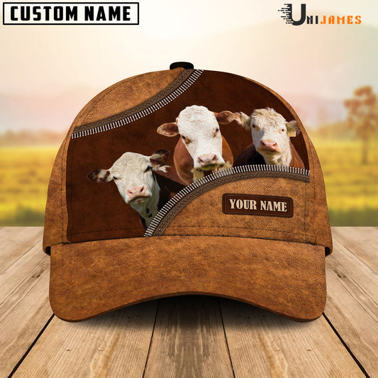 Uni Hereford Happiness Leather Pattern Customized Name Cap