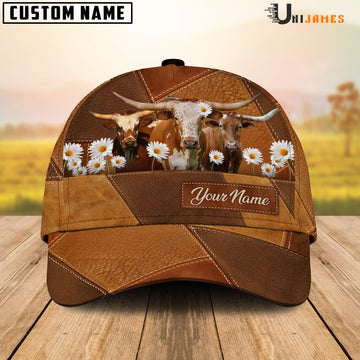 Uni Texas Longhorn Daisy Flowers Customized Name Cap