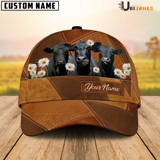 Uni Black Angus Daisy Flowers Customized Name Cap