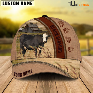 Uni Black Hereford Farming Light Brown Personalized Name Cap