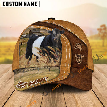 Uni Belted Galloway Ranch Lift Leather Pattern Customized Name Cap