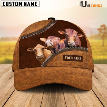 Uni Beefmaster Happiness Leather Pattern Customized Name Cap