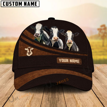 Uni Holstein Farm Leather Pattern Customized Name Cap