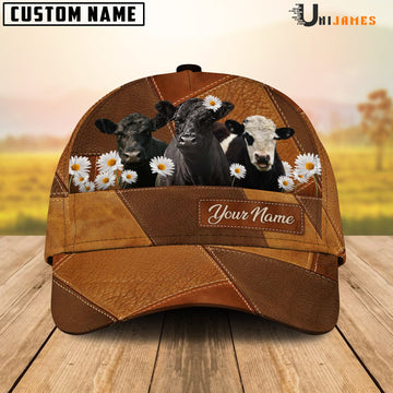 Uni Belted Galloway Daisy Flowers Customized Name Cap