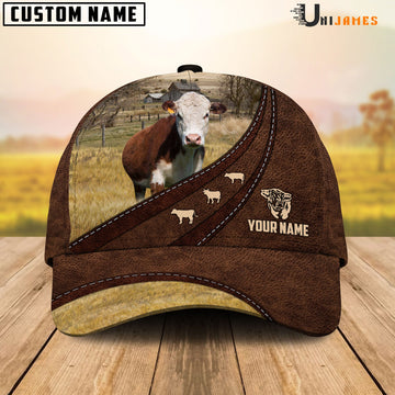 Uni Hereford Amazing Farm Leather Pattern Customized Name Cap