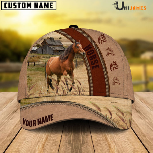 Uni Horse Farming Light Brown Personalized Name Cap