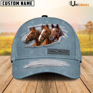 Uni Brown Horse Jeans Style Pattern Customized Name Cap