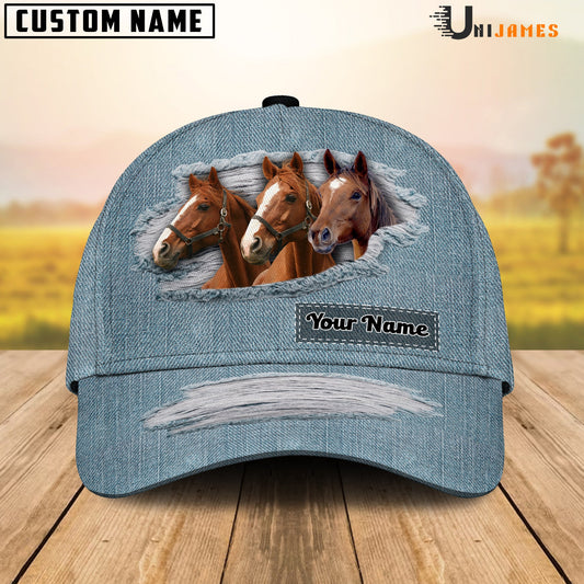 Uni Brown Horse Jeans Style Pattern Customized Name Cap