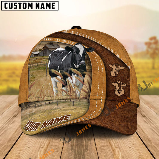 Uni Holstein Ranch Lift Leather Pattern Customized Name Cap