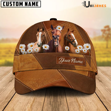 Uni Horse Daisy Flowers Customized Name Cap