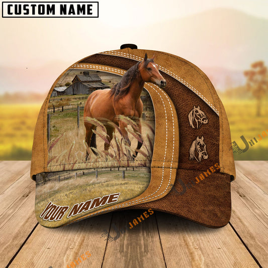 Uni Horse Ranch Lift Leather Pattern Customized Name Cap