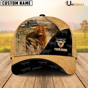 Uni Highland Cattle Black & Yellow Personalized Name Cap