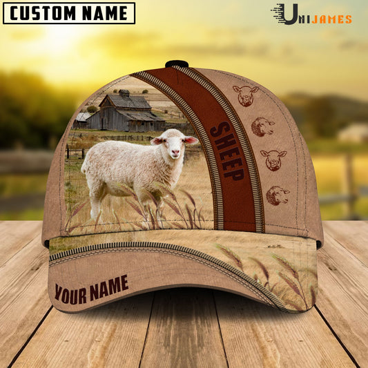 Uni Sheep Farming Light Brown Personalized Name Cap