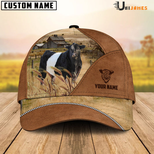 Uni Belted Galloway Cattle Personalized Name Brown Farm Cap