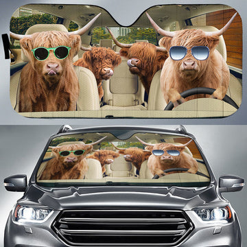 Uni Highland Cattle CAR All Over Printed 3D Sun Shade