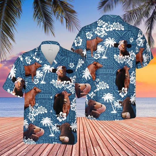 Unique Santa Gertrudis Blue Tribal Hawaiian Shirt