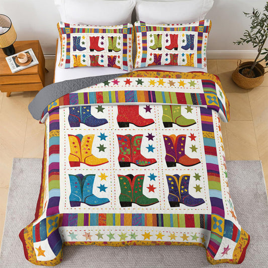 Uni All Season Quilt 3-Piece Set Jaunty Cowboy Boots