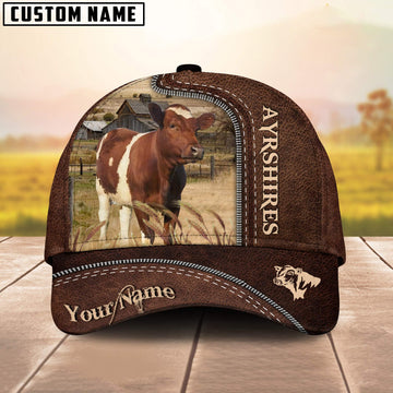 Uni Ayrshires Customized Name Leather Pattern Cap