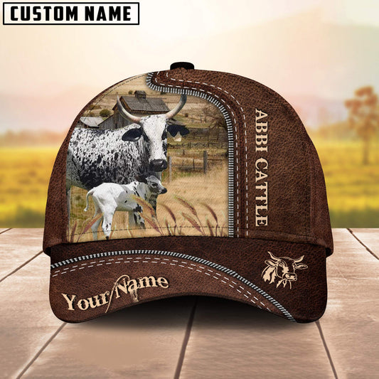 Uni ABBI Cattle Customized Name Leather Pattern Cap