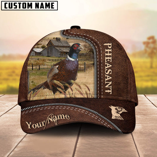 Uni Pheasant Customized Name Leather Pattern Cap