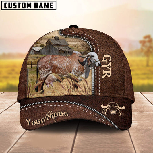 Uni GYR Cattle Customized Name Leather Pattern Cap