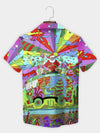 UniJames Red Peace Sign Santa Claus Button Down Hawaiian Shirt