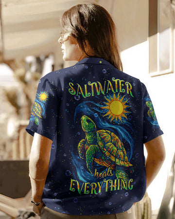 UNIJAMES SALTWATER HEALS EVERYTHING TURTLE HAWAIIAN SHIRT