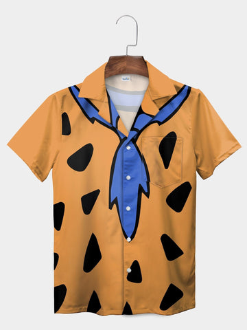 UniJames Orange Men's Hilarious Fred Flintstone Costume Hawaiian Shirt