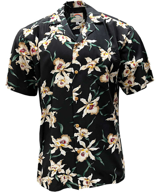 UniJames Star Orchid - Black Short Sleeve Hawaiian Shirt