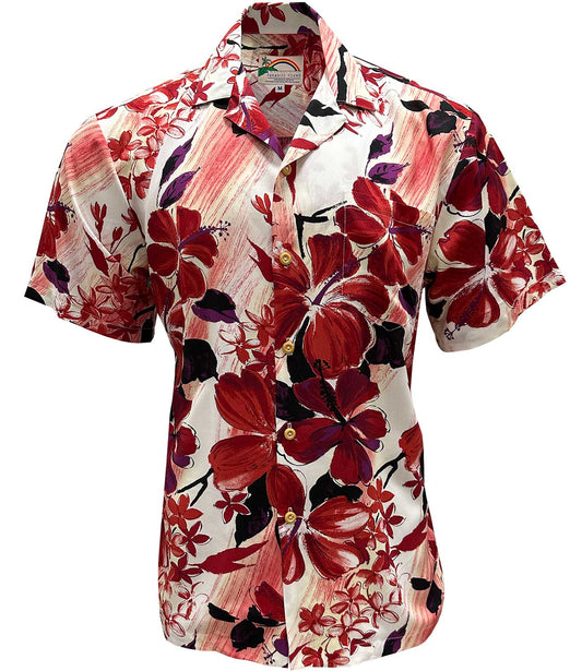 UniJames Watercolor Hibiscus - Red Short Sleeve Hawaiian Shirt