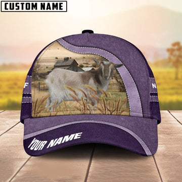 Uni Nigerian Dwarf Goat Purple Happy Face Customized Name Cap