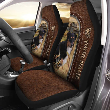 Uni Personalized Name and Image Leather Pattern Car Seat Covers Universal Fit (2Pcs)