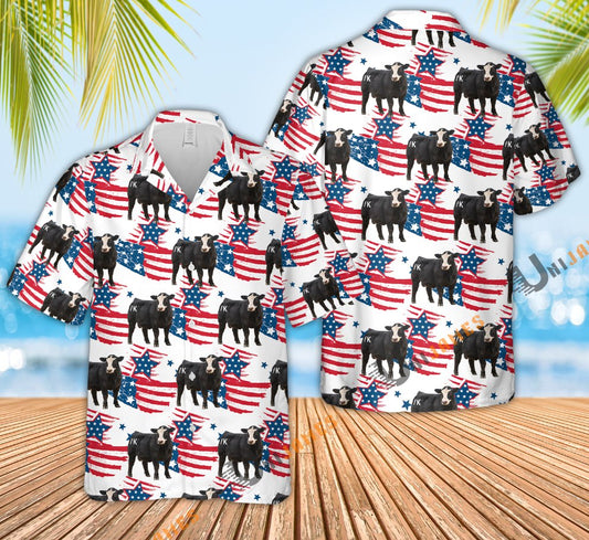 Unique Simmental Happy Flag 3D Hawaiian Shirt